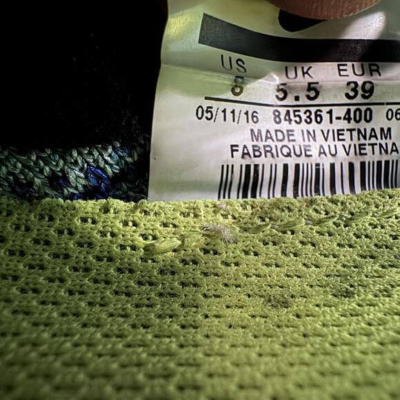 Nike Zoom All Out Flyknit Shoes Womens Size 8 Blue Volt Running Mid 845361-400 - Picture 12 of 13